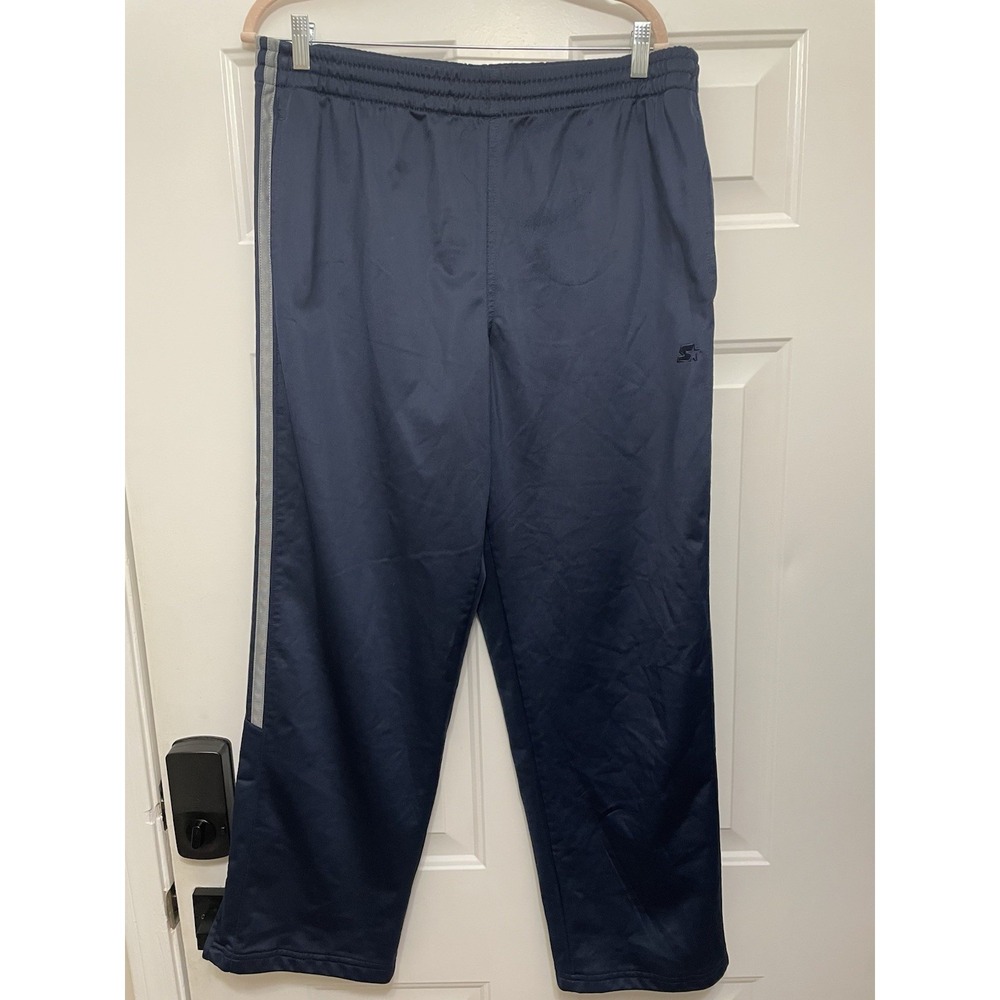 Starter Track Pants Large Mens Navy Striped Wide Leg Baggy 90s Y2K